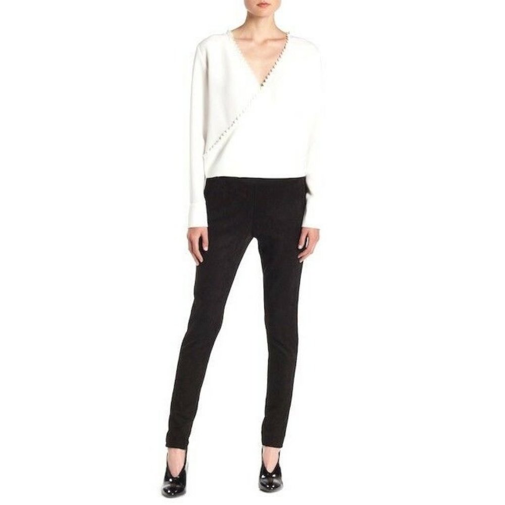 Lea & Viola Faux Suede Stretch Leggings Black